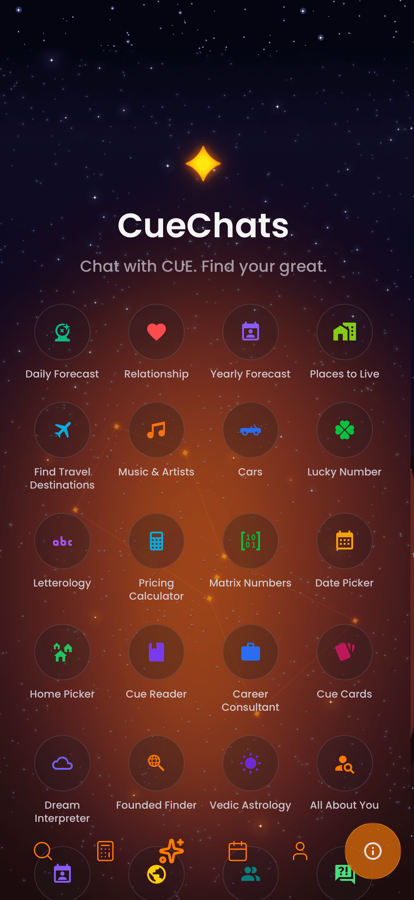 CUE CueChats screen